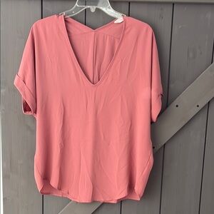 Lush Pink V-Neck Women's Top